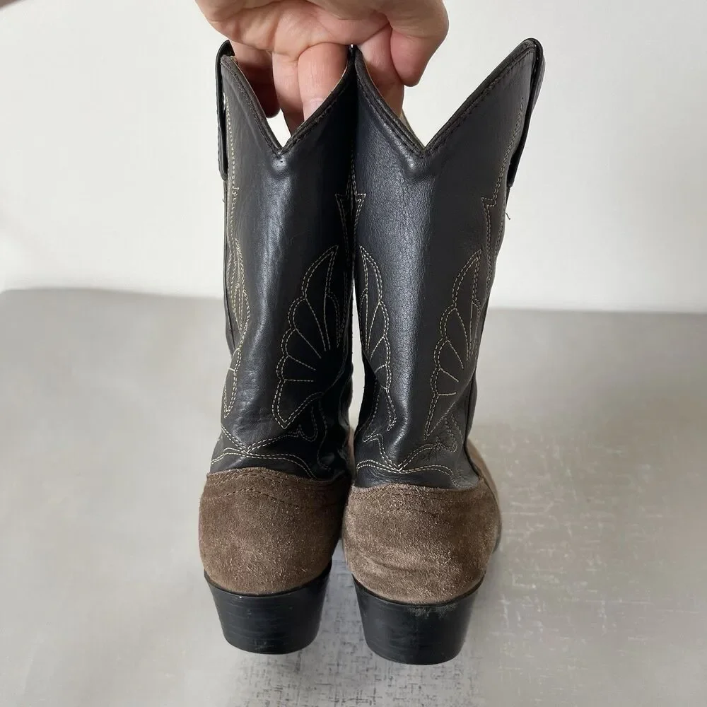 Masterson Boot Brown Black Leather Western Cowboy Boots Youth 4 D Style‎ RB2003Y